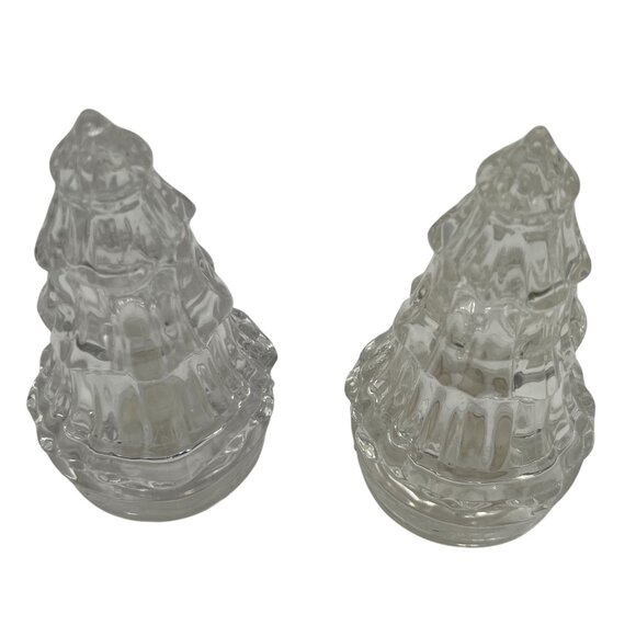 Gorham Fine Crystal Salt Pepper Shakers Christmas Tree 4" Germany Made Holiday - Picture 8 of 11